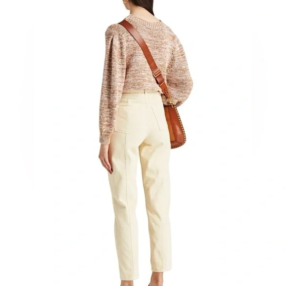 SANDRO NWT Otis High Waisted Barrel Jeans in Ecru/Off White in Sz 30-31